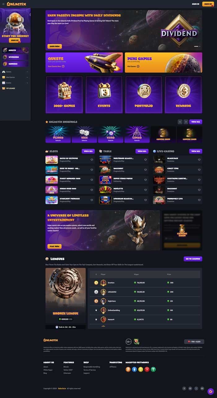 Galactix platform overview showing the visual product world.