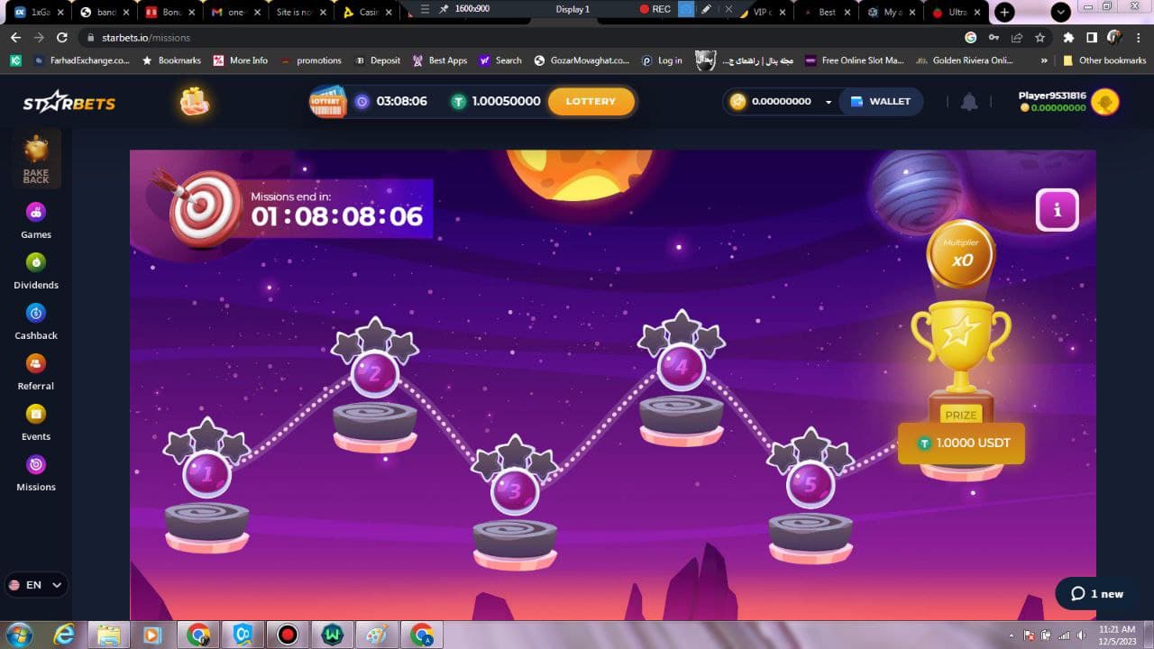 Starbets missions and progression experience.