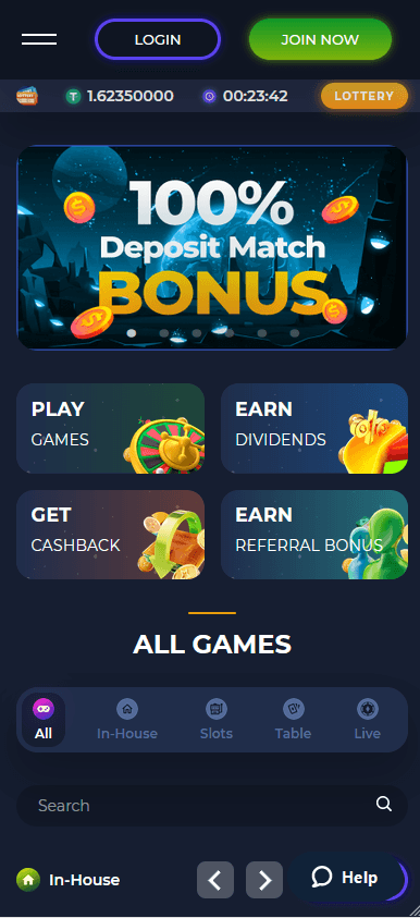 Starbets mobile platform home.